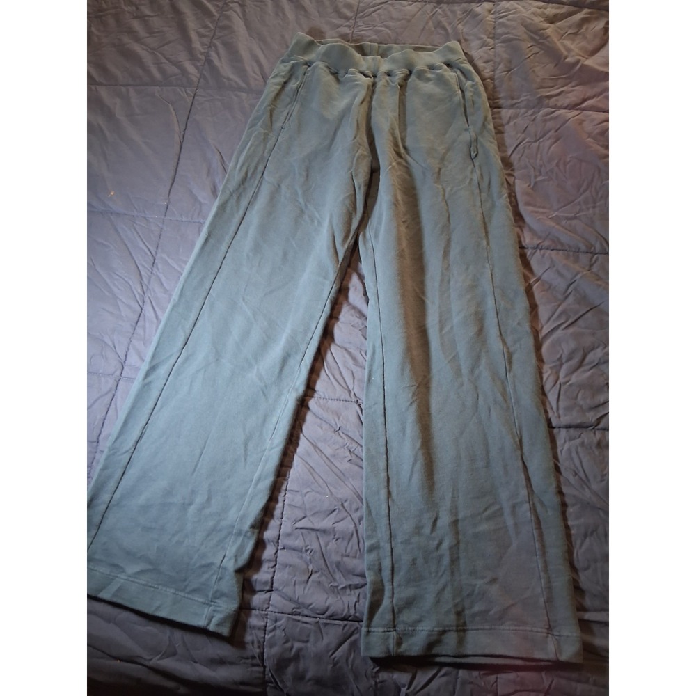 American Giant Teal Wide Leg Pants Cotton Made in USA Size Small